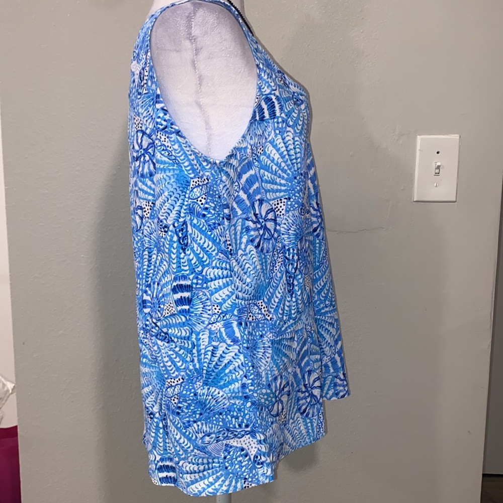 NWT Lilly Pulitzer 100% Linen Blue Tropical Sleeveless Top Size Medium Summer - Picture 4 of 9